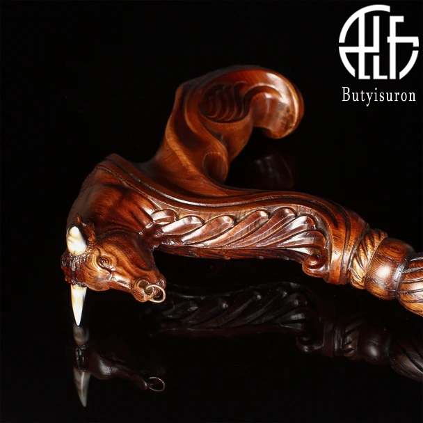 Wooden Ox Bull Cane Walking Stick