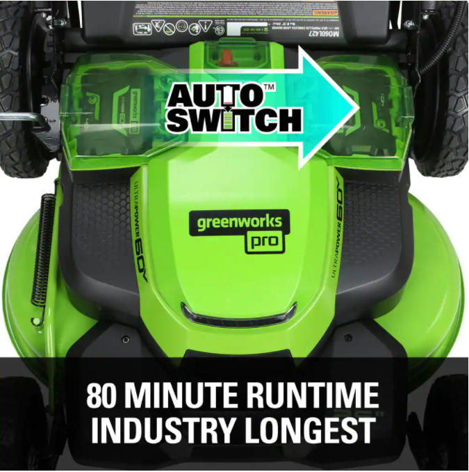 PRO 25 in. 60V Battery Self Propelled Walk-Behind Lawn Mower with (2) 4.0 Ah Batteries and Charger