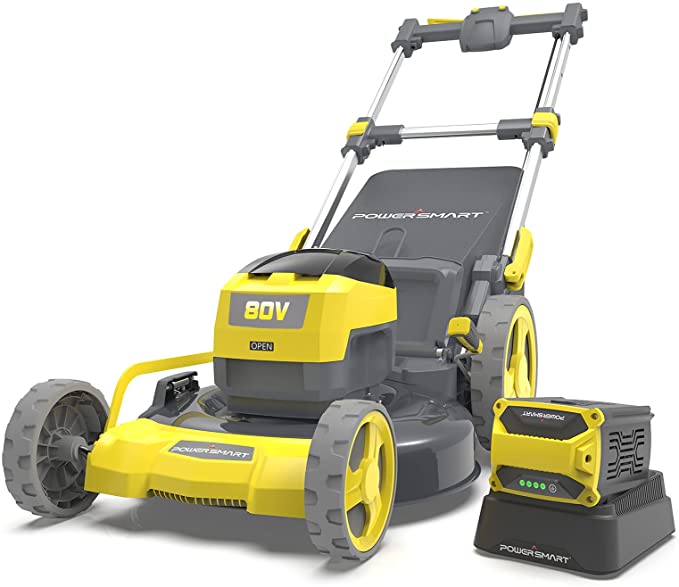 PowerSmart Lawn Mower, 80V 6.0Ah Battery Powered Lawn Mower, 21Inch Push Lawn Mower, Cordless Lawn Mower, 5 Adjustable Heights (1.18''-3.0'' ), Battery & Charger Included