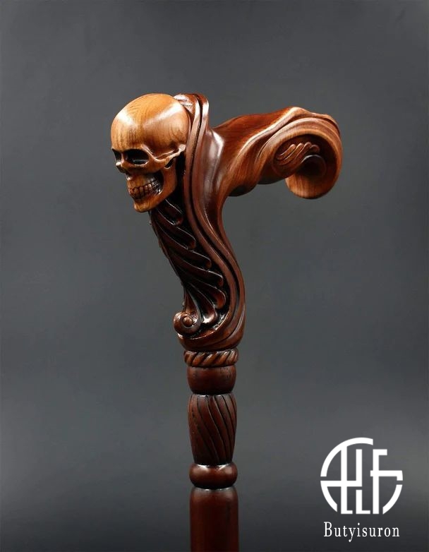 Skull Cane Wooden Walking Stick