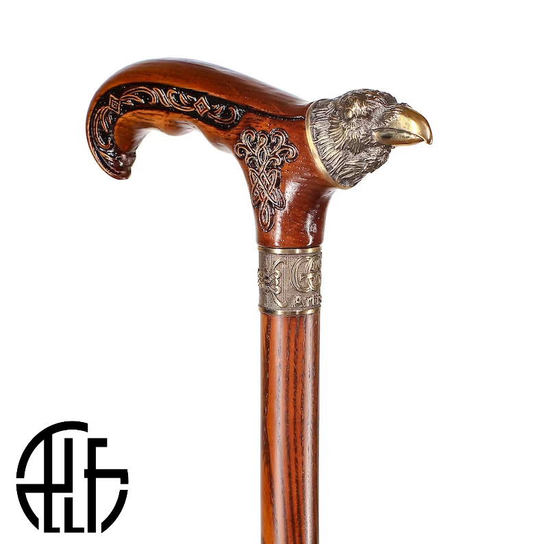 Raven Walking Cane Wood