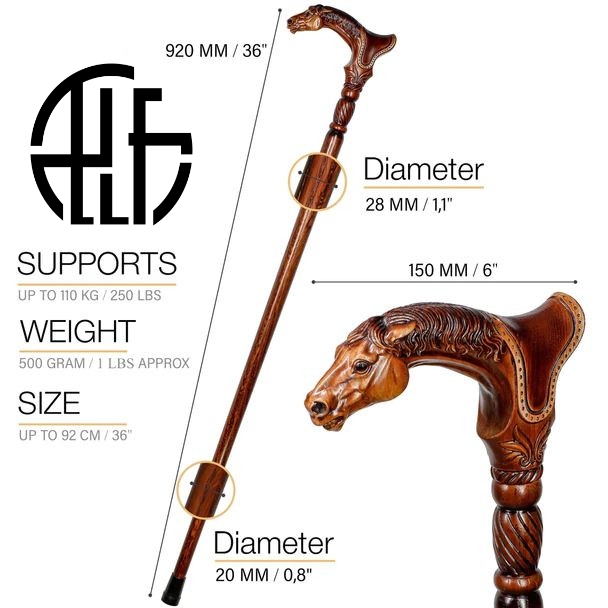 Wooden Cane Walking Stick Horse with Saddle