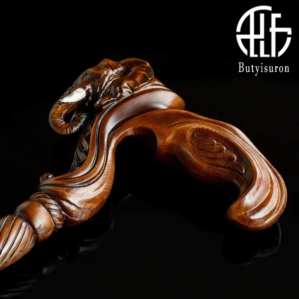 Elephant Cane Wooden Walking Stick Ergonomic Handle