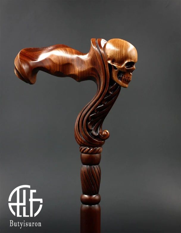 Skull Cane Wooden Walking Stick