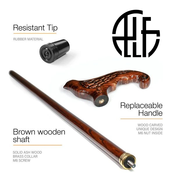 Swallow Bird Wooden Cane Walking Stick