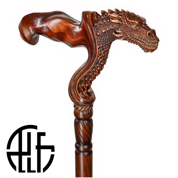 Dragon Cane wooden walking stick