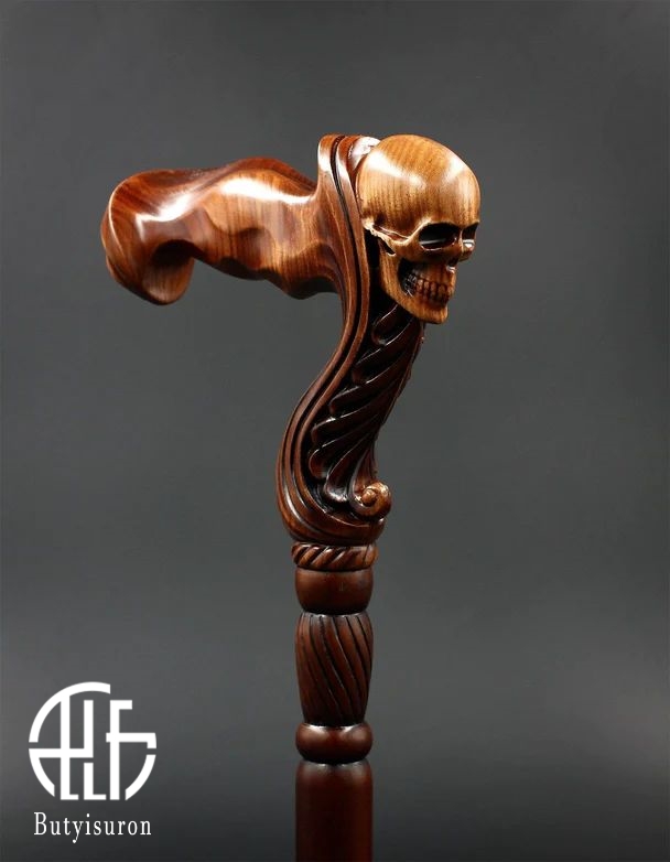 Skull Cane Wooden Walking Stick
