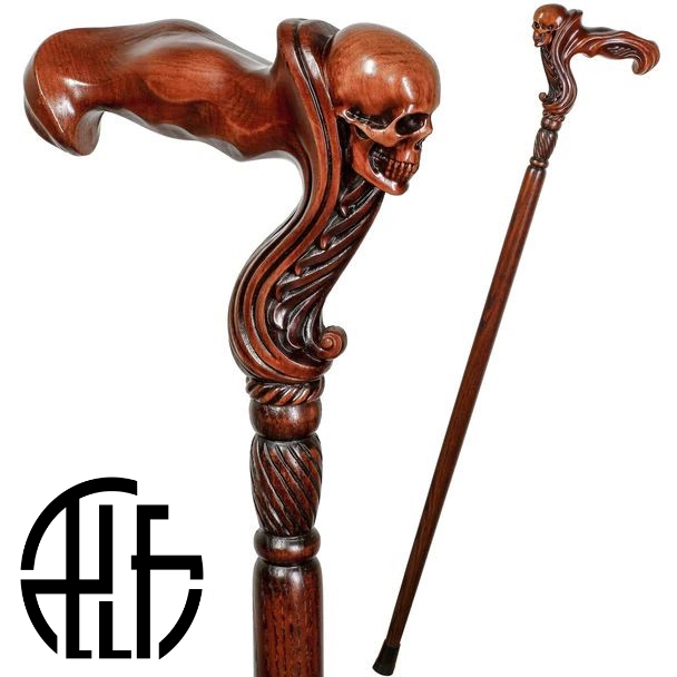 Skull Cane Wooden Walking Stick