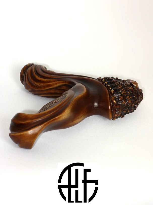 Wooden Walking Stick Cane Lion Head