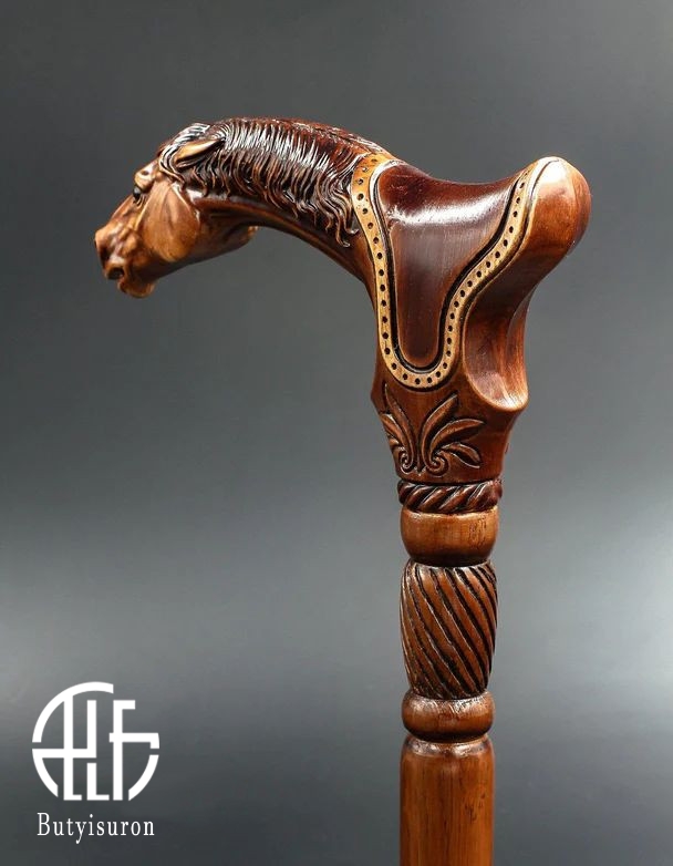 Wooden Cane Walking Stick Horse with Saddle