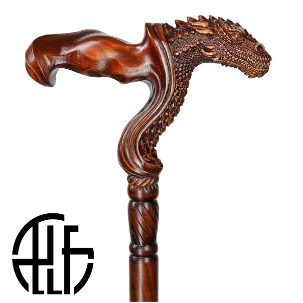 Dragon Cane wooden walking stick