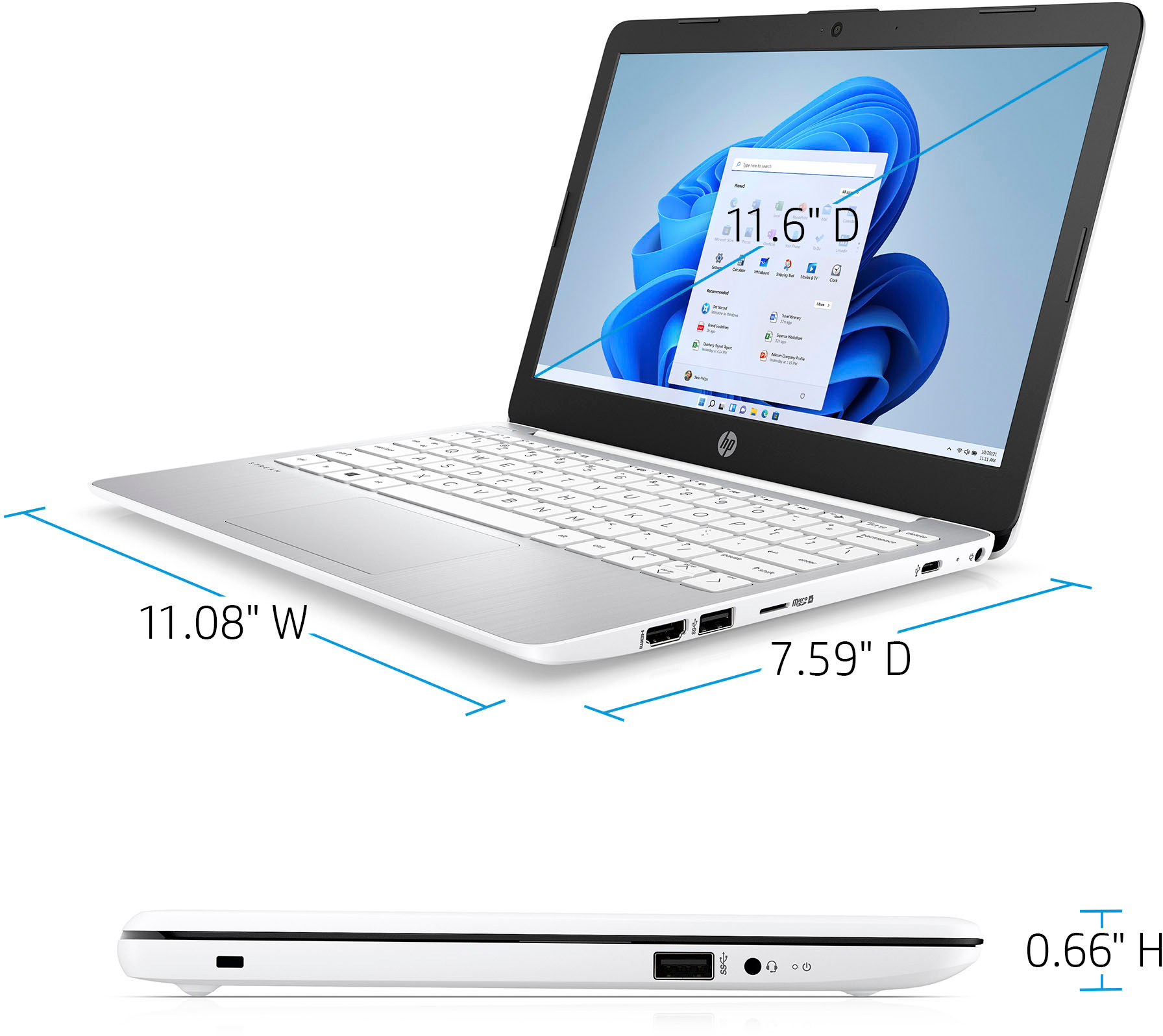 HP - Stream 11.6" Laptop - Intel Celeron - 4GB Memory - 64GB eMMC - Diamond White