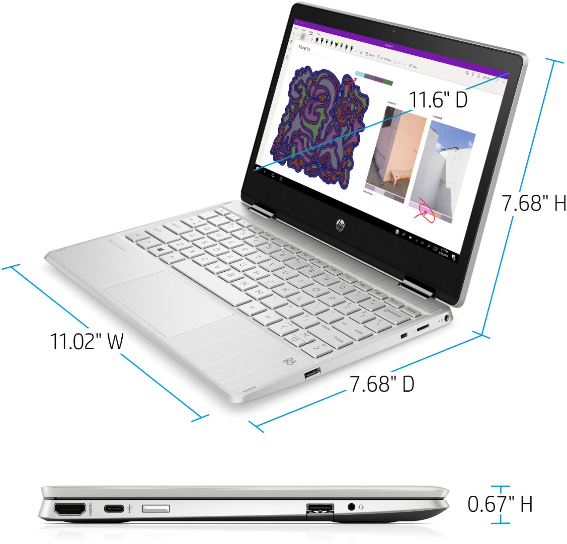 HP - Pavilion x360 2-in-1  11.6"  Touch-Screen Laptop - Intel Pentium Silver - 4GB Memory - 128 SSD - Natural Silver