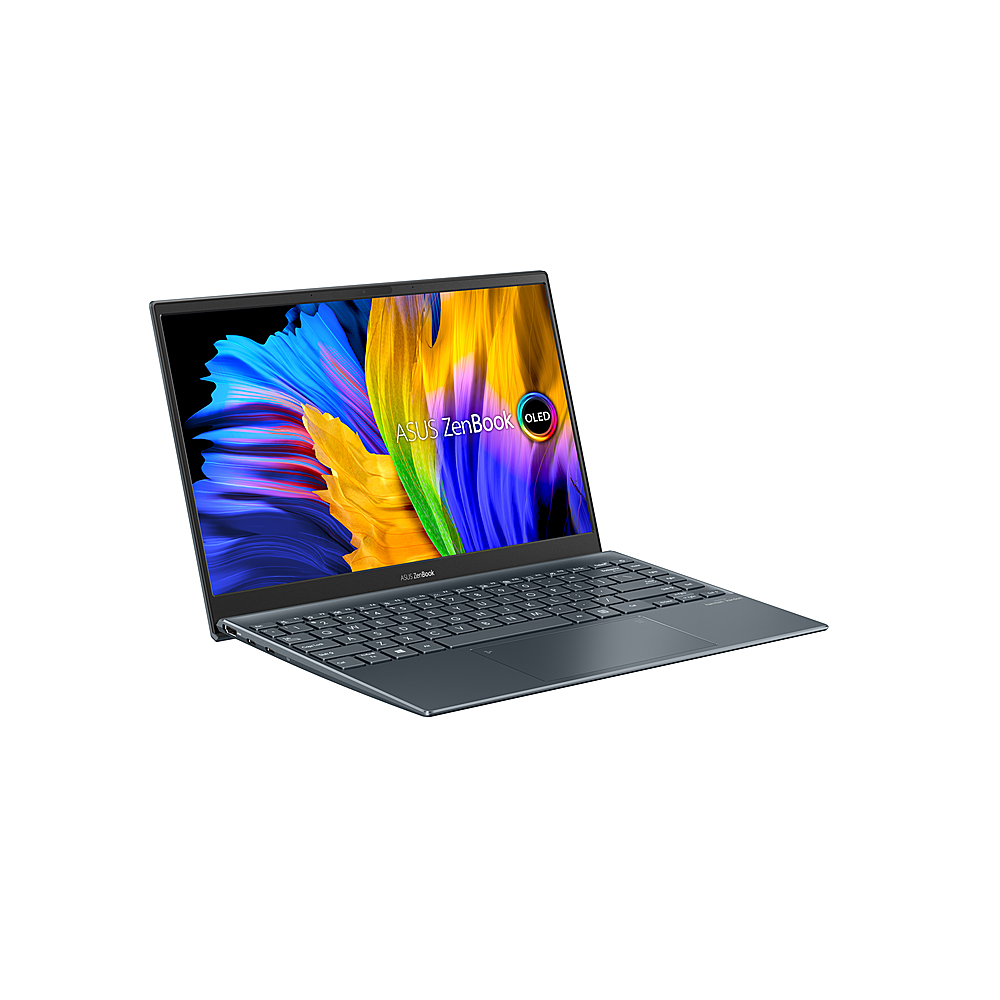 ASUS - ZenBook13 OLED Ultra-Slim Laptop, 13.3” OLED, AMD Ryzen 7 5700U, 8GB LPDDR4X RAM, 512GB PCIe SSD - Pine Gray