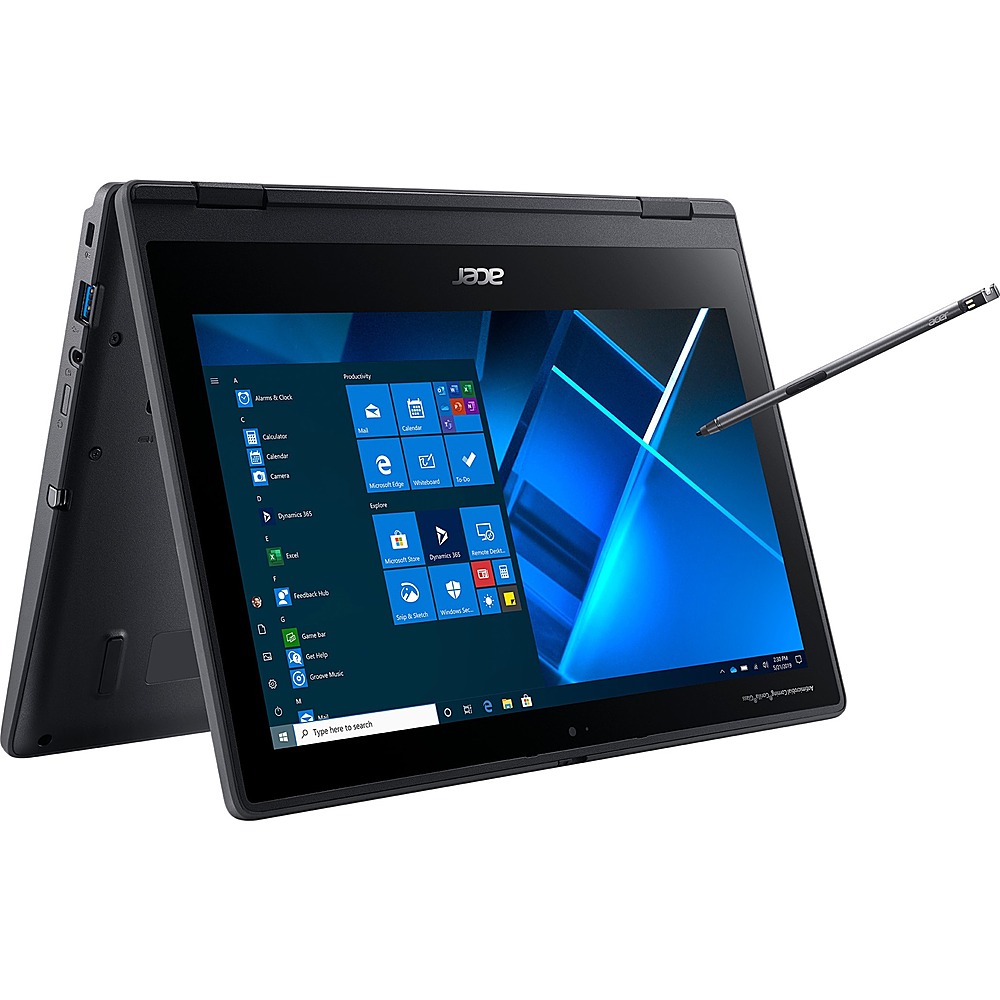 Acer - TravelMate Spin B3 B311RN-31 11.6" Laptop - Intel Celeron - 4 GB Memory - 128 GB eMMC - Shale Black