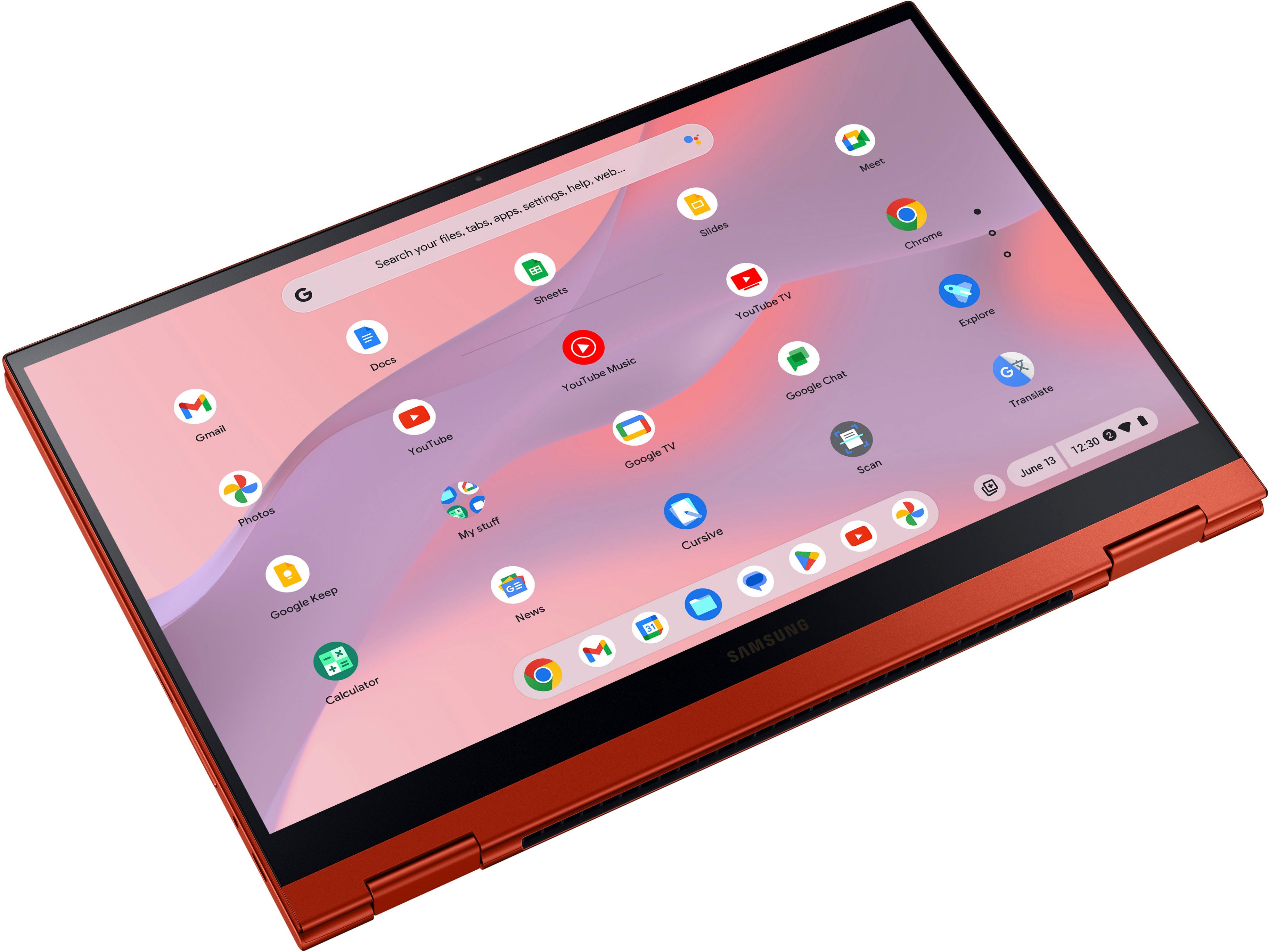 Samsung - Galaxy Chromebook 2 - 13.3" QLED Touch-Screen - Intel Celeron - 4GB Memory - 64GB eMMC - Fiesta Red