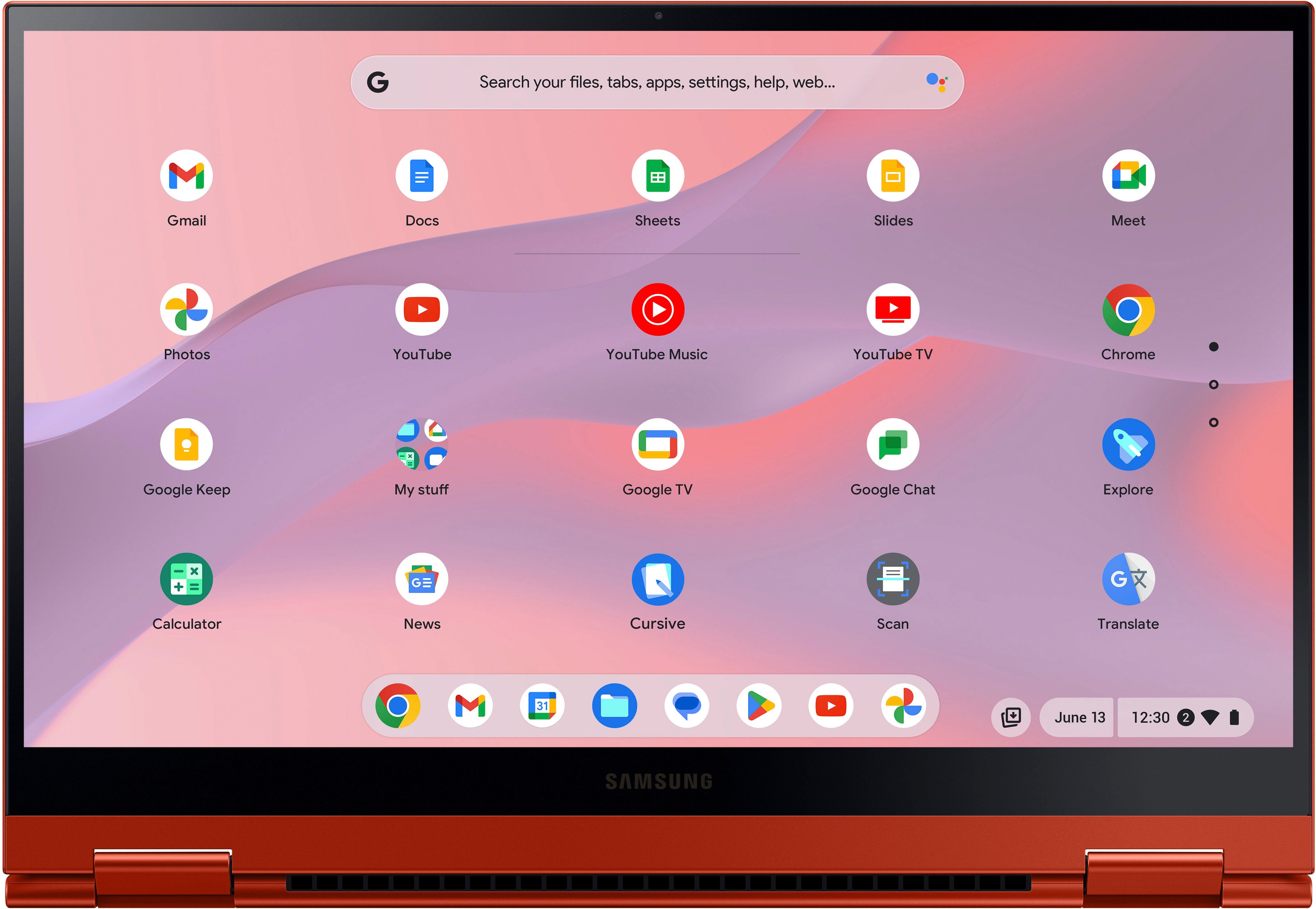 Samsung - Galaxy Chromebook 2 - 13.3" QLED Touch-Screen - Intel Celeron - 4GB Memory - 64GB eMMC - Fiesta Red