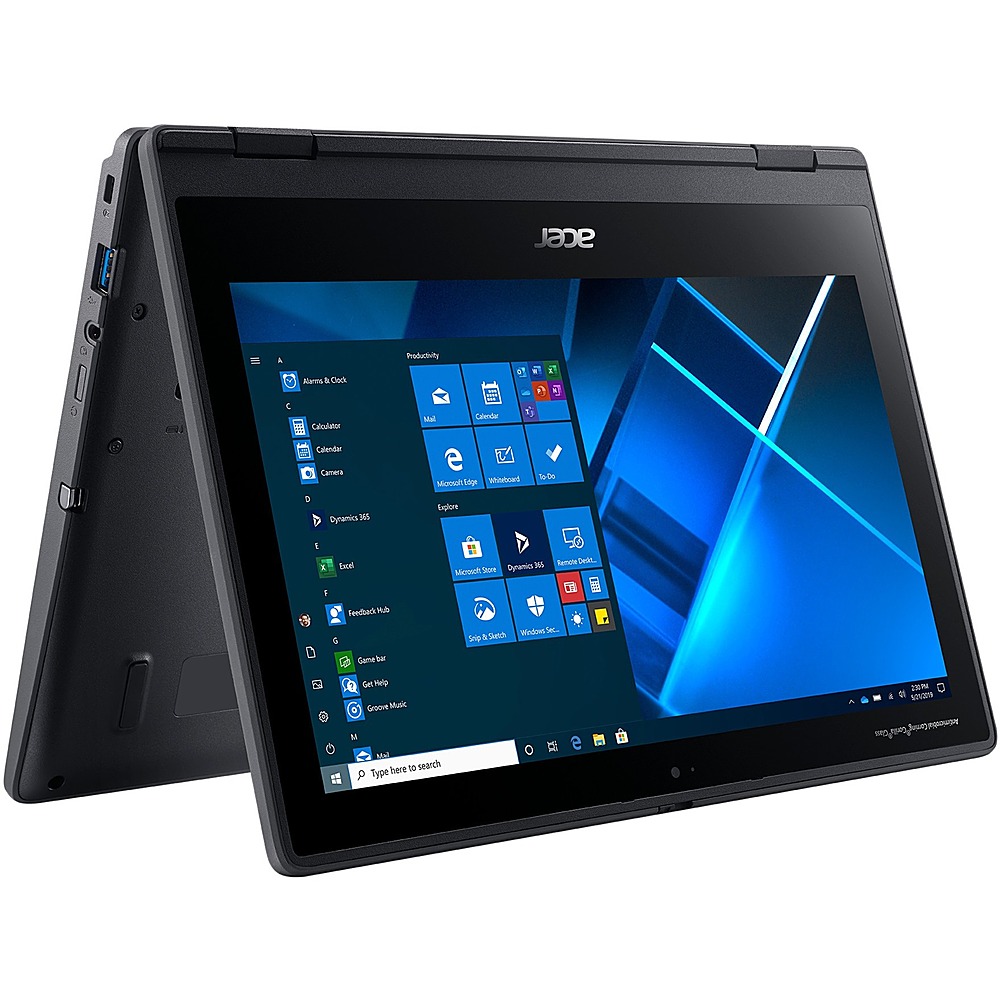 Acer - TravelMate Spin B3 B311RN-31 11.6" Laptop - Intel Celeron - 4 GB Memory - 128 GB eMMC - Shale Black