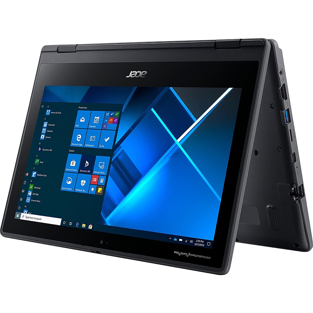 Acer - TravelMate Spin B3 B311RN-31 11.6" Laptop - Intel Celeron - 4 GB Memory - 128 GB eMMC - Shale Black
