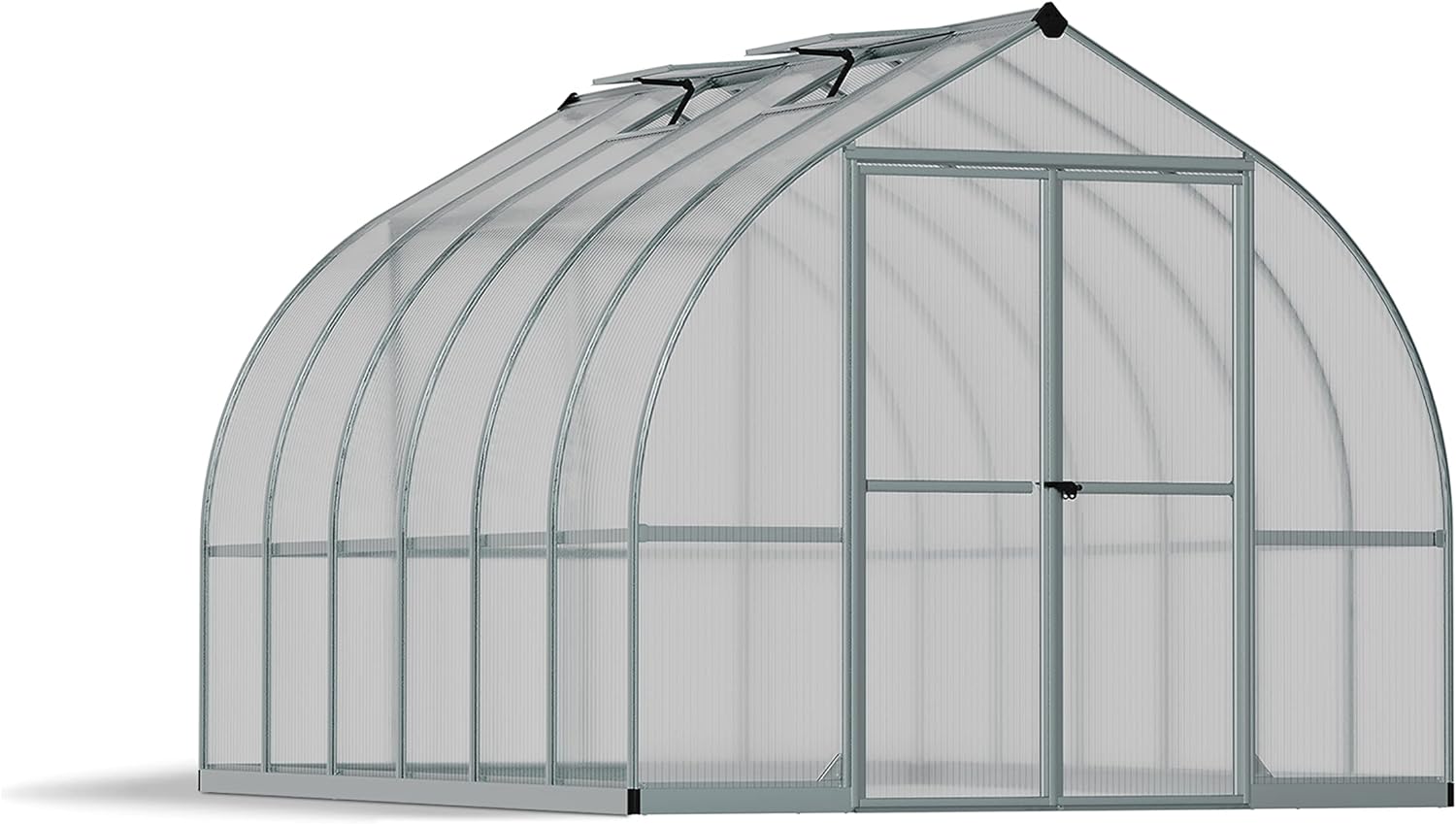 Palram - Canopia Bella Hobby Greenhouse, 8' x 8', Silver with Twin Wall Glazing