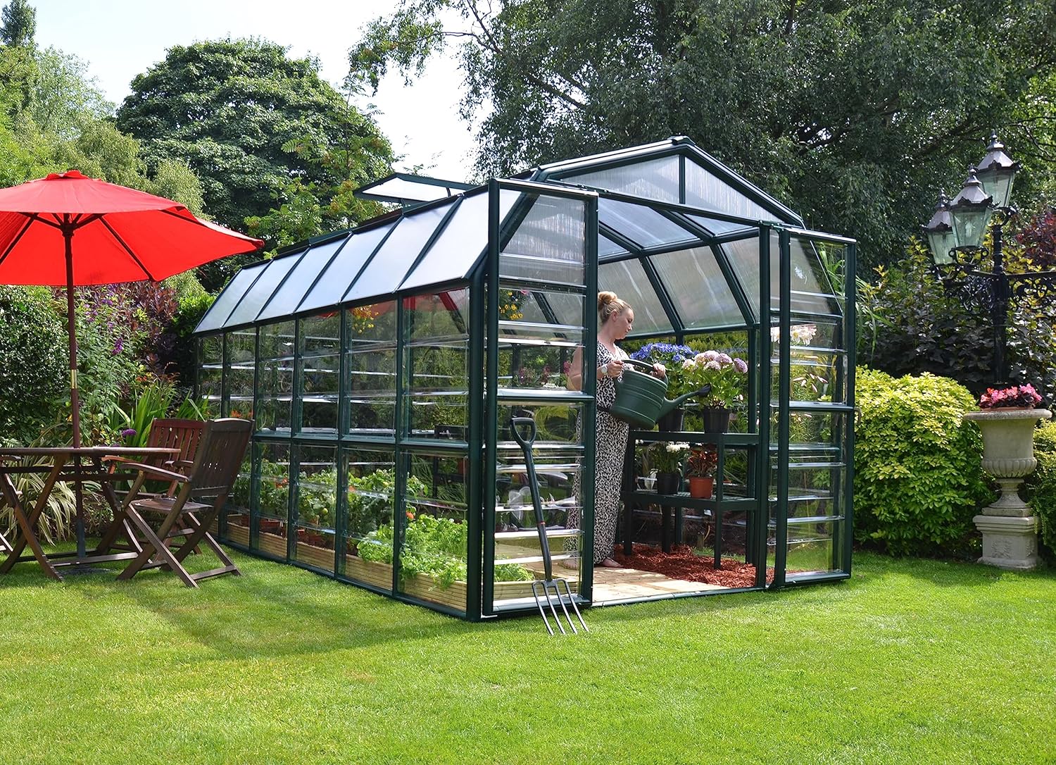HG7212C Grand Gardener Greenhouse, 8' x 12', Dark Green