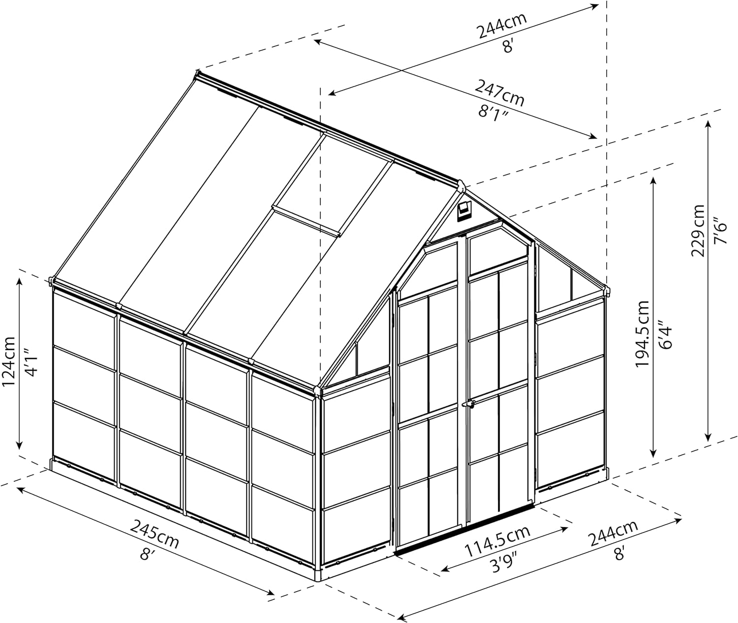 Palram - Canopia Balance Hobby Greenhouse, 8' x 8', Green