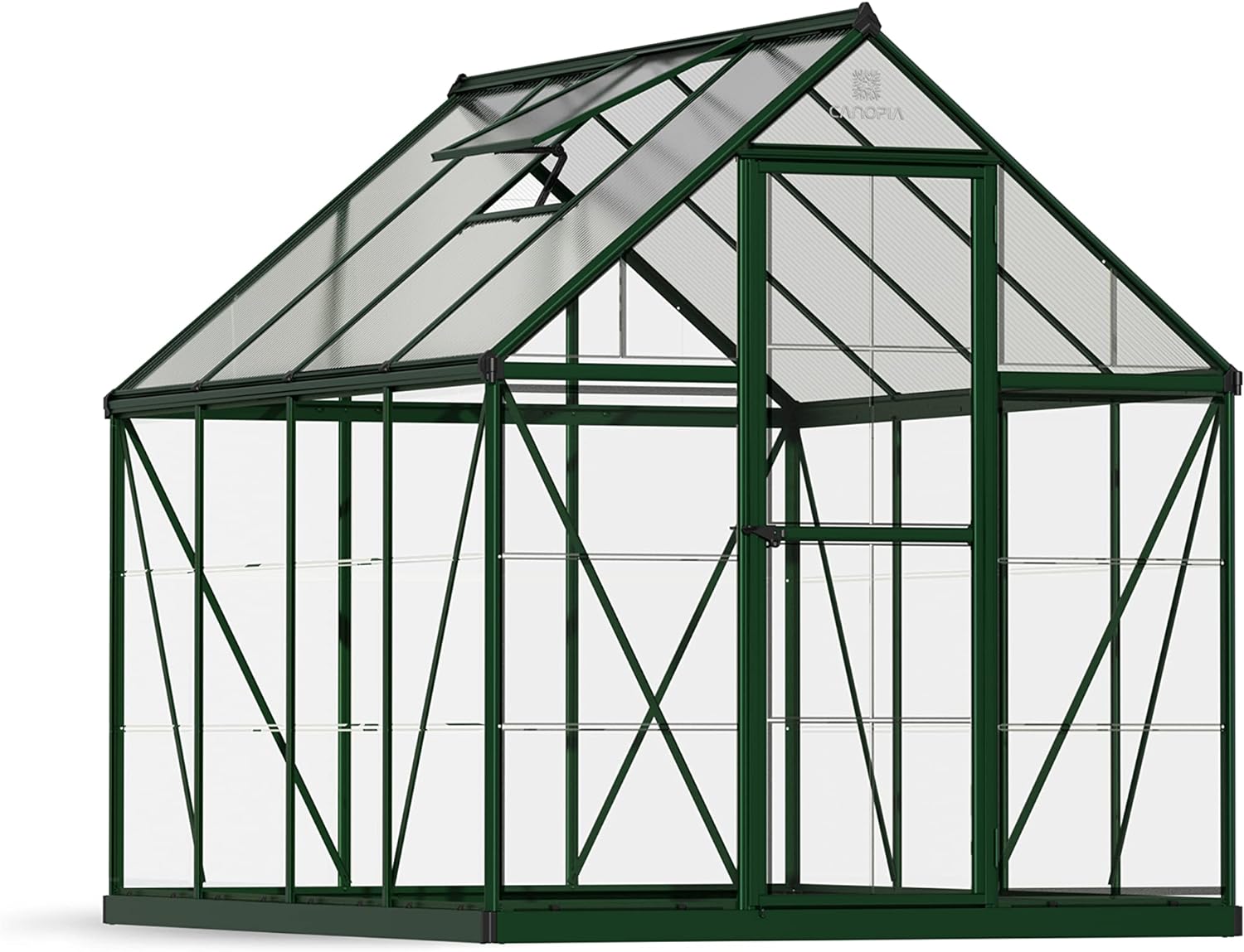 Palram - Canopia Hybrid 6' x 8' Greenhouse - Silver with Plant Hangers