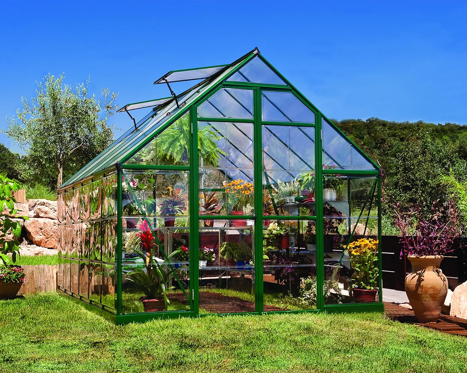 Palram - Canopia Balance Hobby Greenhouse, 8' x 8', Green