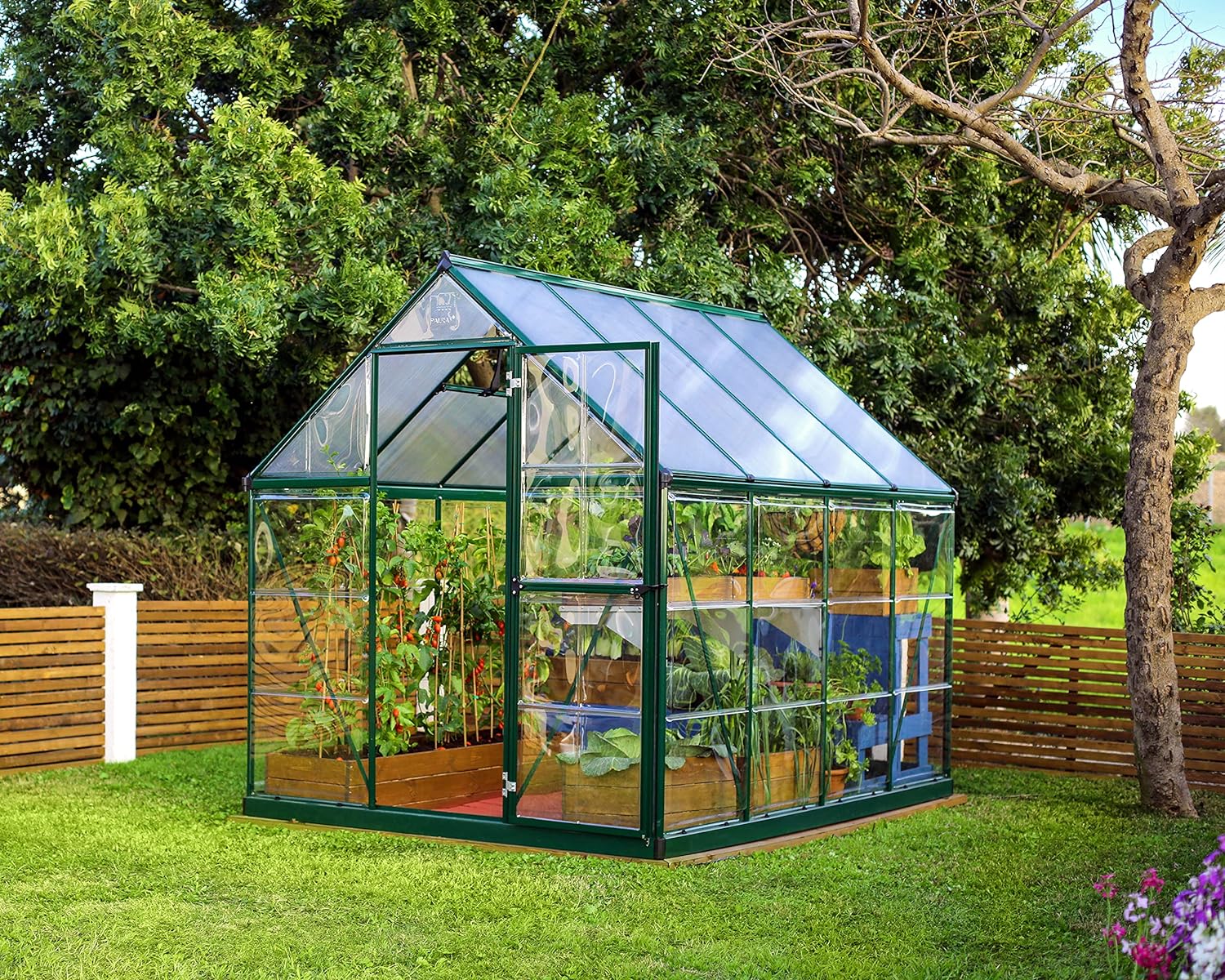 Palram - Canopia Hybrid 6' x 8' Greenhouse - Silver with Plant Hangers