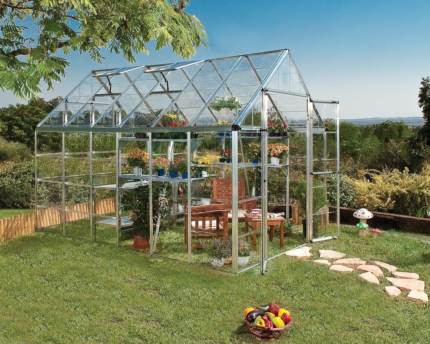 Palram - Canopia Snap & Grow 6' x 8' Greenhouse - Silver