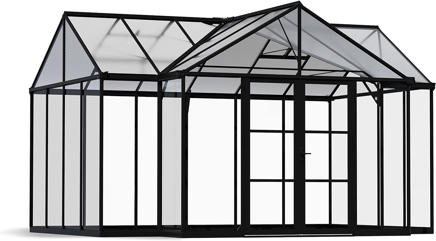 Palram - Canopia Triomphe Chalet 12 Ft. x 15 Ft. Greenhouse Kit, All-Season DIY Walk in Victorian Green House for Gardening, Outdoor Living (Charcoal Gray)