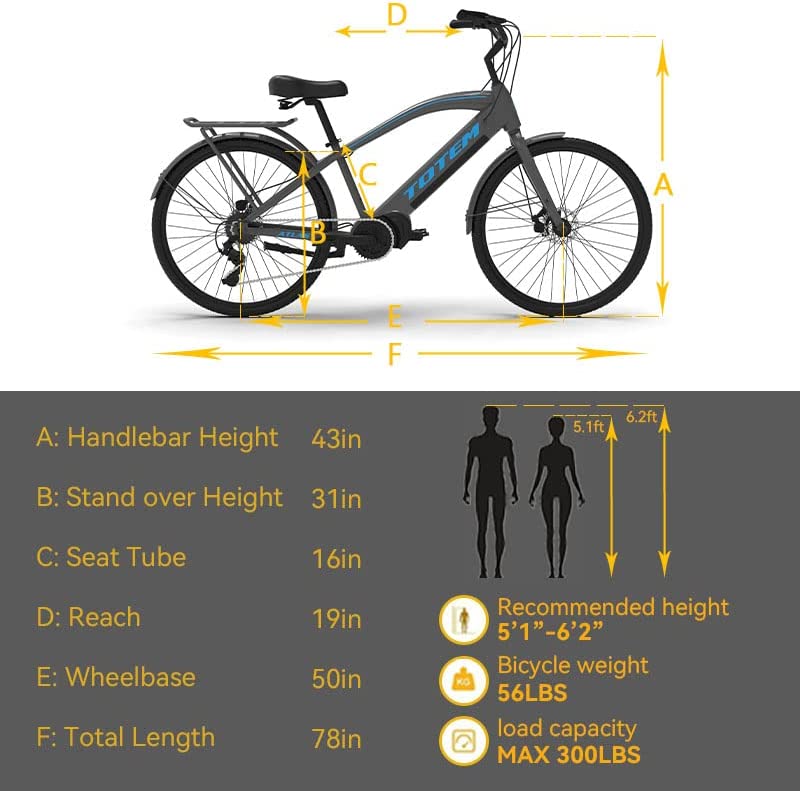 Totem Atlas 350W Electric Beach Cruiser Bike 26
