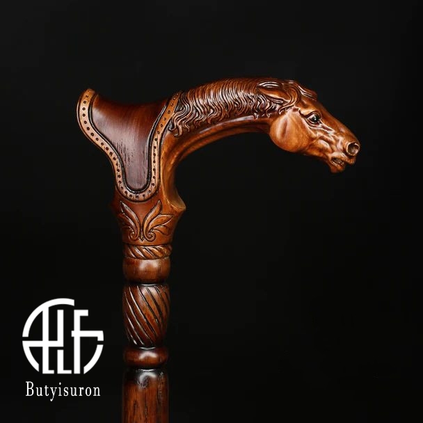 Wooden Cane Walking Stick Horse with Saddle