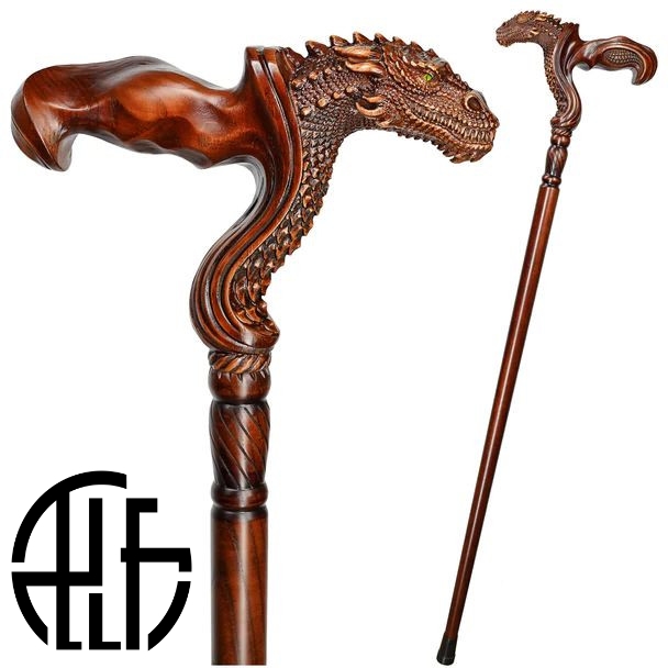 Dragon Cane wooden walking stick