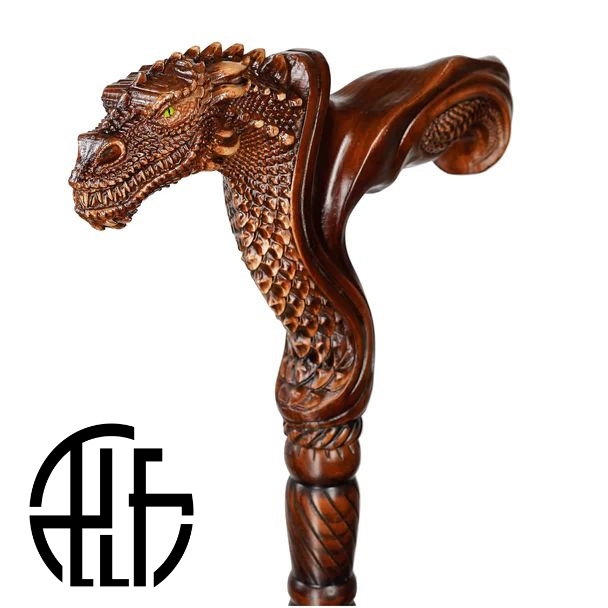 Dragon Cane wooden walking stick