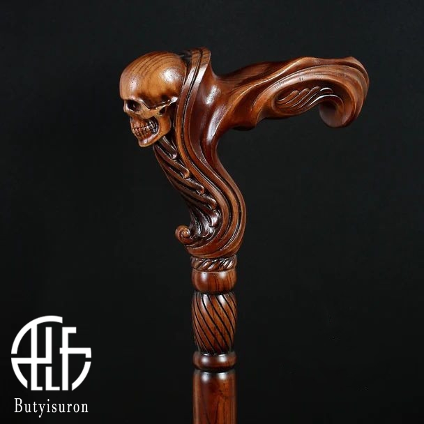 Skull Cane Wooden Walking Stick