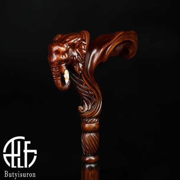Elephant Cane Wooden Walking Stick Ergonomic Handle