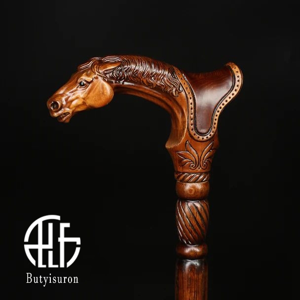 Wooden Cane Walking Stick Horse with Saddle