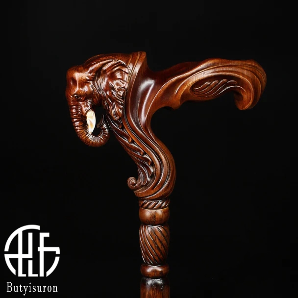 Elephant Cane Wooden Walking Stick Ergonomic Handle