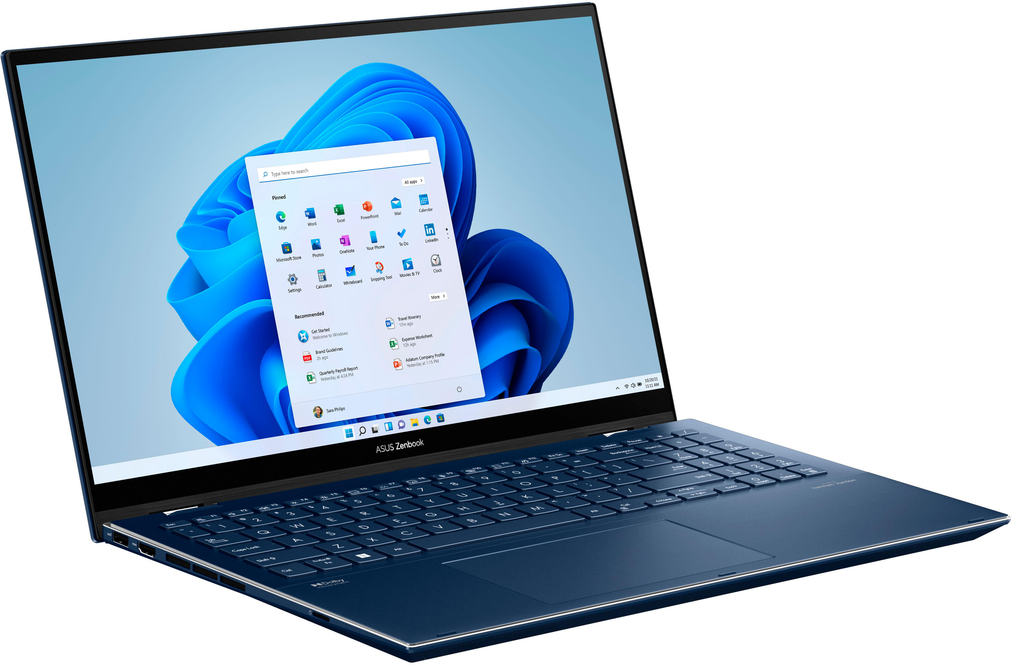 ASUS - Zenbook Flip 2-in-1 15.6" OLED Touch-Screen Laptop - Intel Evo Platform - 12th Gen Core i7 - 16GB Memory - 512GB SSD - Azurite Blue