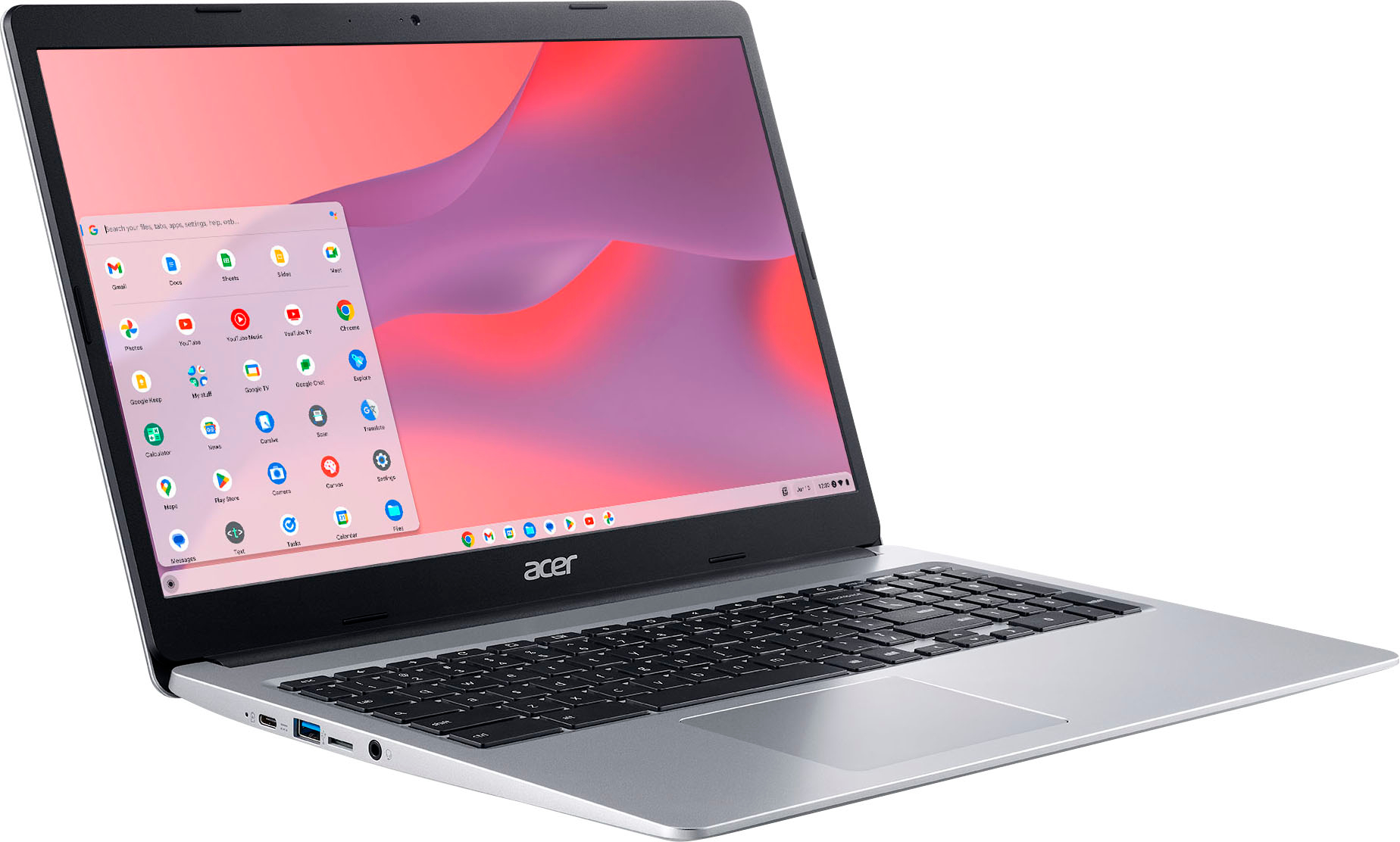 Acer - Chromebook 315 Laptop-15.6" Full HD Touch- 4GB LPDDR4-64GB eMMC- Wi-Fi 5 - Pure Silver