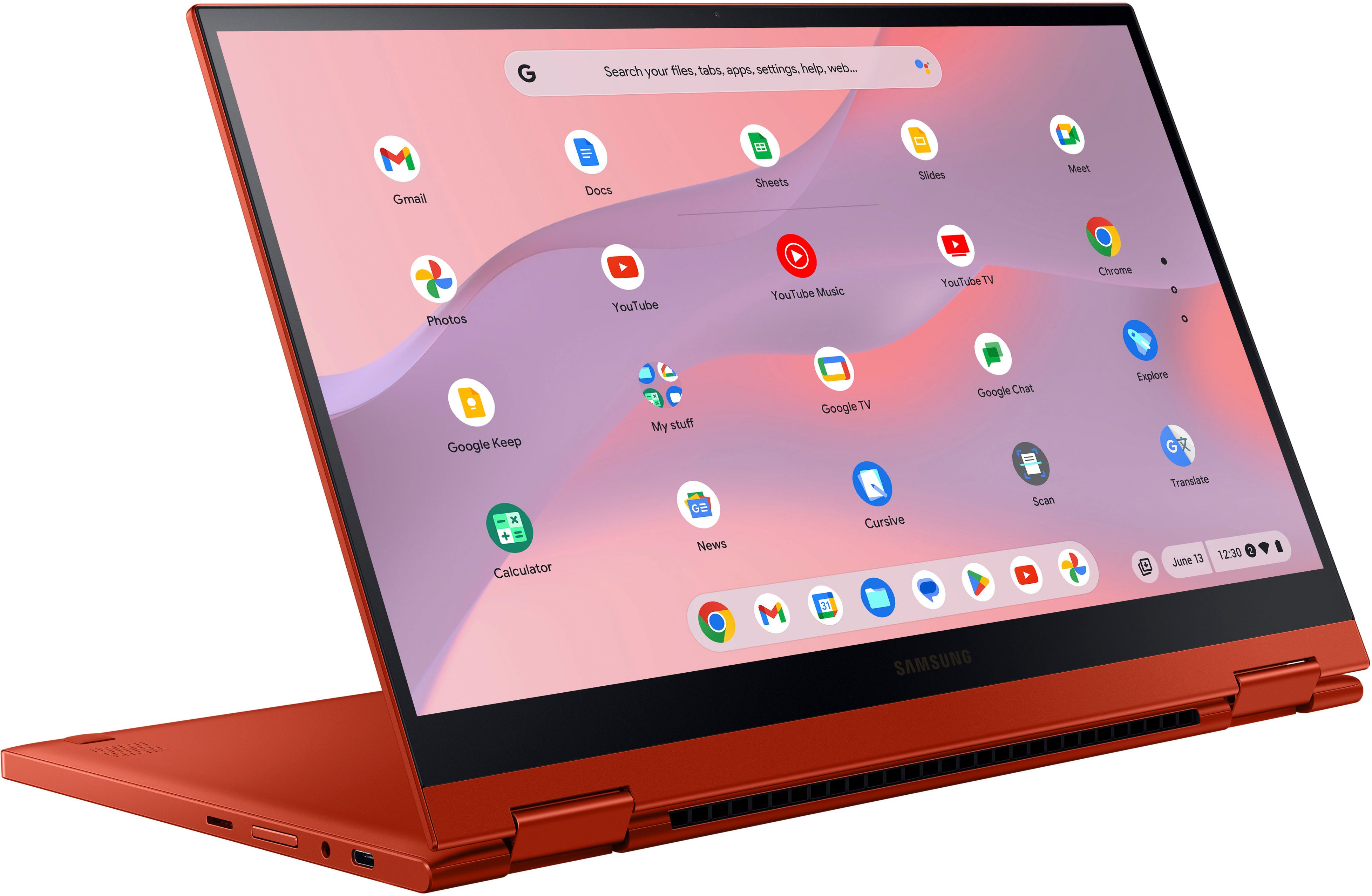 Samsung - Galaxy Chromebook 2 - 13.3" QLED Touch-Screen - Intel Celeron - 4GB Memory - 64GB eMMC - Fiesta Red