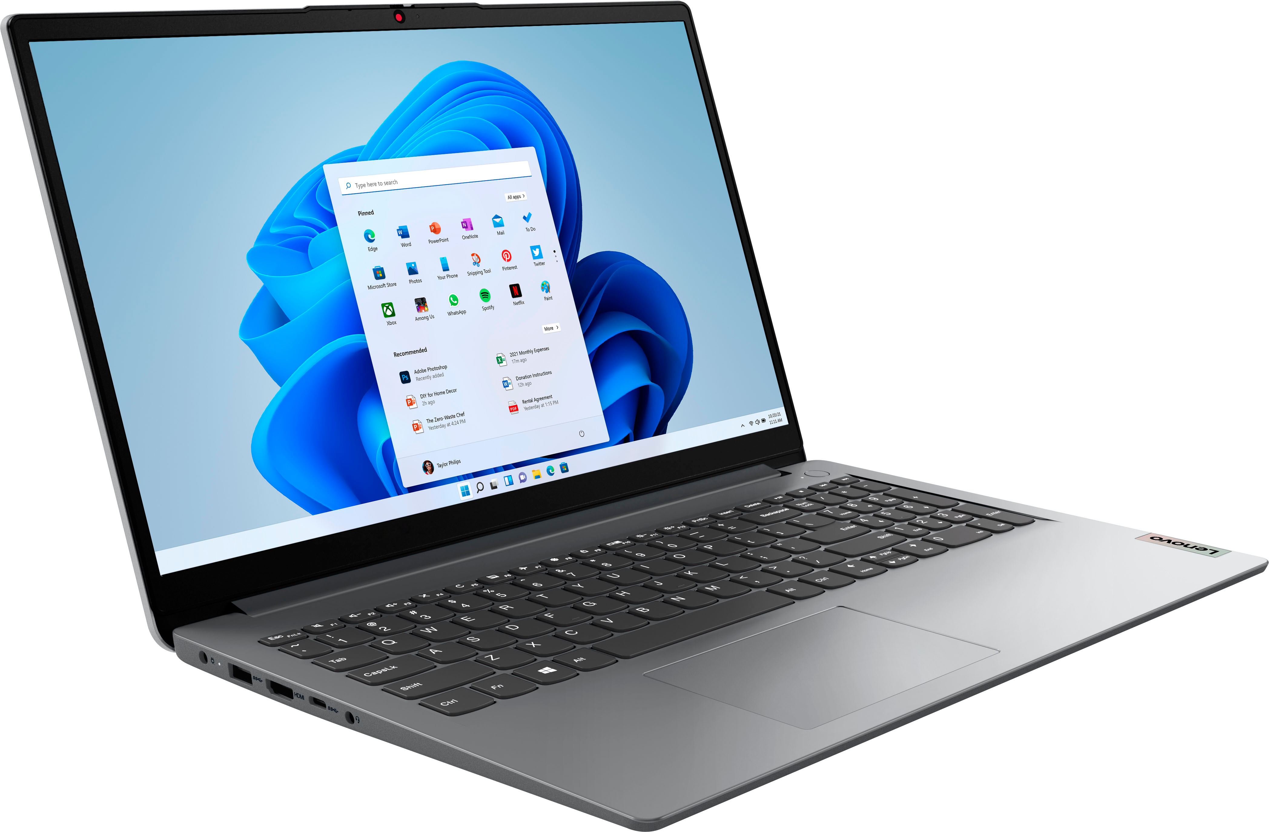 Lenovo - Ideapad 1 15.6" HD Laptop - Athlon Silver 7120U with 4GB Memory - 128GB SSD - Cloud Grey