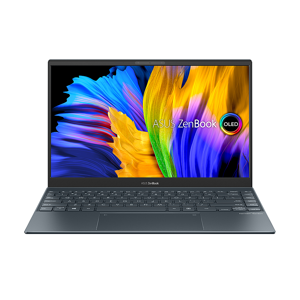 ASUS - ZenBook13 OLED Ultra-Slim Laptop, 13.3” OLED, AMD Ryzen 7 5700U, 8GB LPDDR4X RAM, 512GB PCIe SSD - Pine Gray