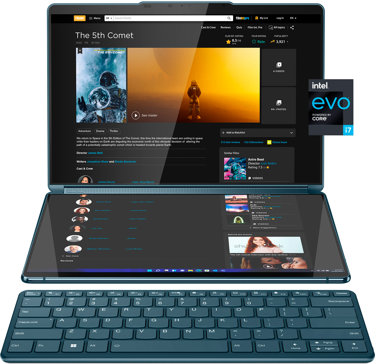 Lenovo - Yoga Book 9i 2-in-1 13.3" 2.8K Dual Screen OLED Touch Laptop - Intel Core i7-1355U with 16GB Memory - 512GB SSD - Tidal Teal